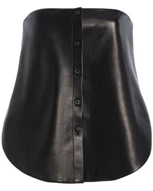 Brandon Maxwell The Shea Leather Top - Black