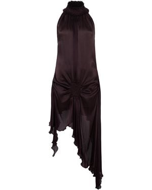 Siedres Toni Asymmetric Satin Mini Dress - Black