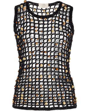Nia Thomas Juan Beaded Cotton Vest - Black