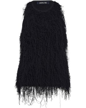 Ashlyn Ruffled Knit Tank Top - Black