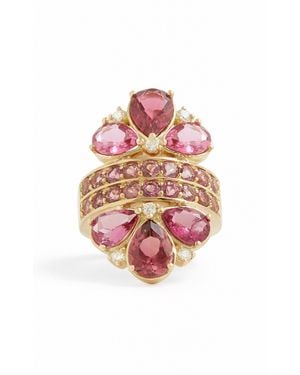 Jamie Wolf Pear Shape 18K Tourmaline And Diamond Ring - Red