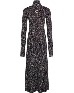 Rabanne Eyelet-Detailed Patterned Midi Dress - Black