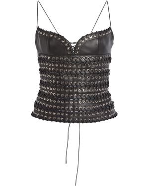 Ludovic de Saint Sernin Lee Leather Top - Black