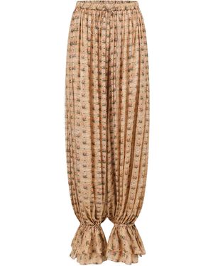 Into The East Rose Silk-Blend Harem Trousers - Natural