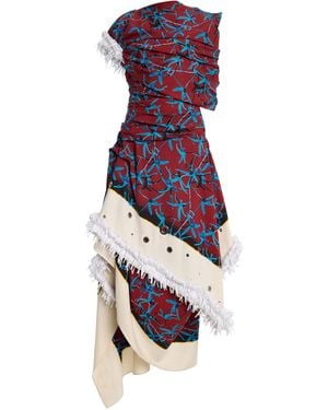 Proenza Schouler Bodine Asymmetrical Printed Stretch-Cady Midi Dress - Multicolour