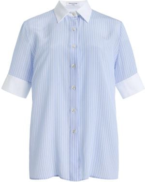 Franchise Brooklyn Striped Silk Shirt - Blue