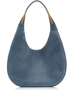 SAVETTE The Small Suede Florence Hobo Bag - Blue