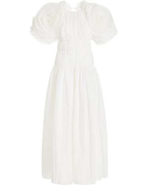 Aje. Expressive Ruffle-Detailed Pleated Maxi Dress - White