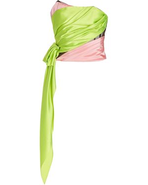 Halpern Draped Asymmetric Bustier Top - Green