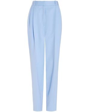 Sergio Hudson Cropped Double-Pleated Trousers - Blue