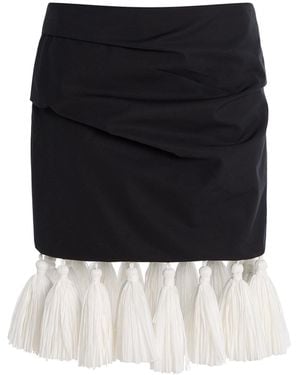 Brandon Maxwell Exclusive Riviera Asymmetric Draped Cotton Mini Skirt - Black