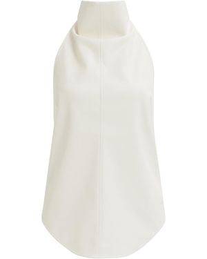 Aje. Lucy Faux Leather Halterneck Top - White