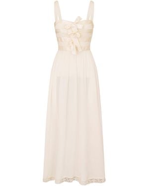 LoveShackFancy Lovelace Bow-Detailed Midi Dress - White