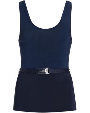Brandon Maxwell The Julia Belted Knit Tank Top - Blue