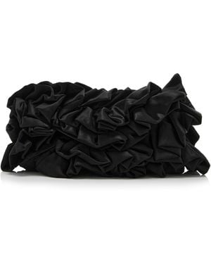 Dries Van Noten Ruffled Satin Envelope Clutch - Black