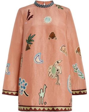 ALÉMAIS Laurence Linen-Silk Mini Dress - Pink