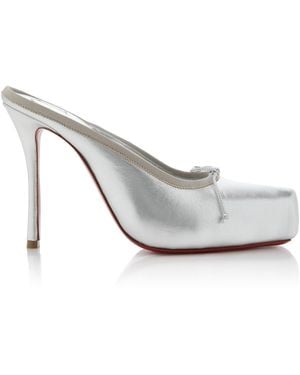 Christian Louboutin Cassia 100Mm Metallic Leather Mules - White