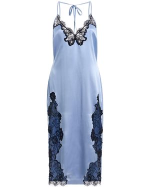 Fleur du Mal Juliet Lace-Trimmed Silk Charmeuse Slip Dress - Blue