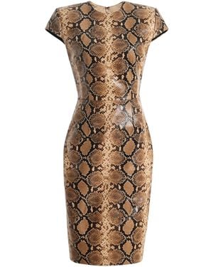 LAQUAN SMITH Leather Snake-Print Mini Dress - Multicolour