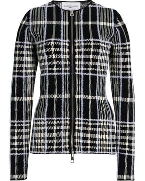 Brandon Maxwell The Greer Plaid-Jacquard Cardigan - Black