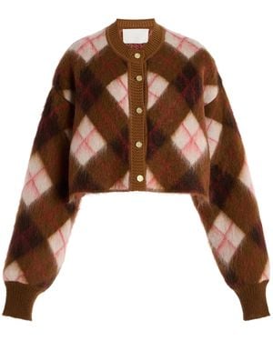 RÙADH The Blane Checked Wool Cardigan - Brown