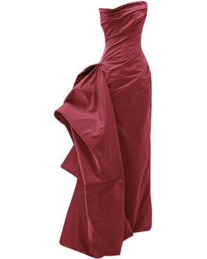Marmar Halim Draped Taffeta Maxi Dress With Detachable Overskirt - Red