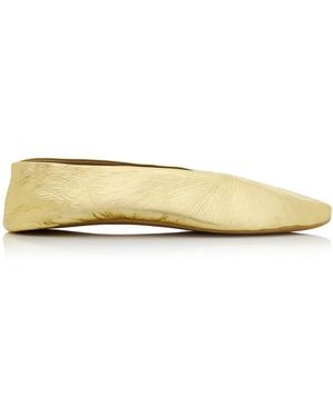 The Row Stella Laminated Leather Ballet Flats - Metallic