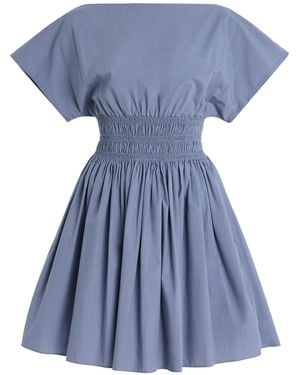 Matteau Shirred-waist Cotton Mini Dress - Blue