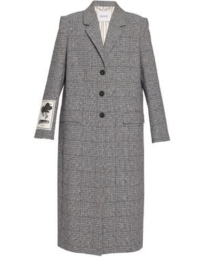 Erdem Single-Breasted Donegal Check Coat - Grey