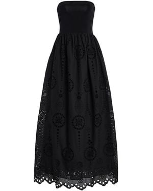 Matteau Knit And Broderie Anglaise Cotton Midi Dress - Black