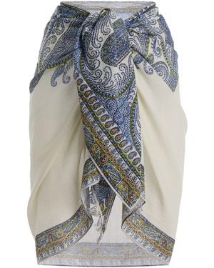 BOTEH Arcadia Paisley Cotton-Gauze Mini Pareo Skirt - Blue