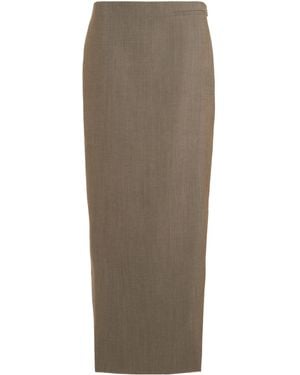 Givenchy Wool-mohair Kick Midi Skirt - Brown