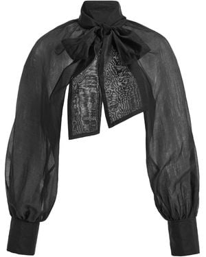 By Malene Birger Canny Cotton-Blend Bolero Top - Black