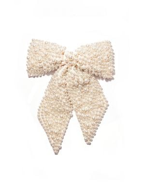 Emm Kuo Oversized Pearl-Embellished Bow - Natural