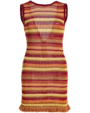 Escvdo Nevado Crocheted Cotton Mini Dress - Red