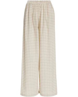ELCE Exclusive Farah Checked Wide-leg Trousers - White