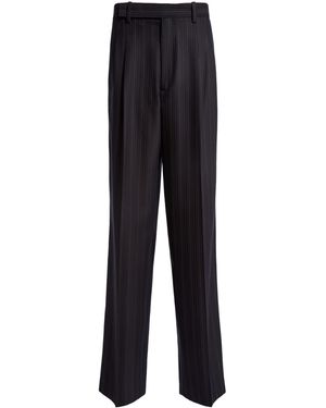 Victoria Beckham Striped Mid-Rise Straight Leg Trousers - Black