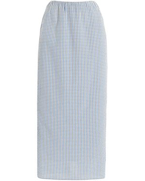 Posse Mira Gingham Cottom Maxi Skirt - White