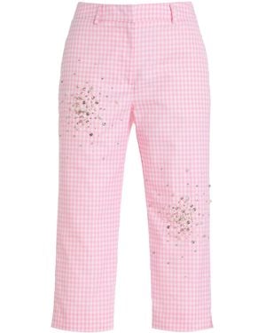 DES_PHEMMES Exclusive Riviera Embellished Gingham Capri Pants - Pink