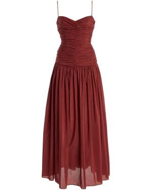 Matteau Gathered Cotton-Silk Drop-Waist Maxi Dress
