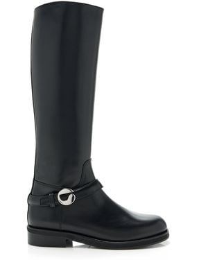 Coperni Belt Cavalier Leather Knee Boots - Black