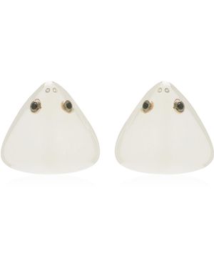 Yvonne Léon Diamond Toothed Shark Hoop Earrings - White