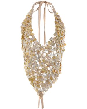 Kilentar Exclusive Aje Embellished Shell Tank Top - Metallic