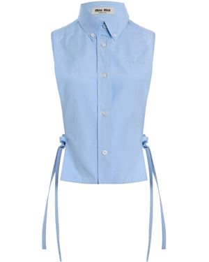 Miu Miu Cotton Poplin Top - Blue
