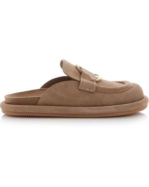 Moncler Bell Suede Mules - Brown