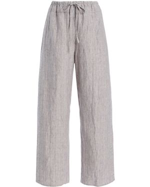 Deiji Studios Double-Waist Organic Linen Wide-Leg Pants - Gray