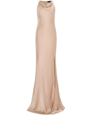 LAPOINTE Satin Halter Gown - Natural
