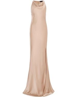 LAPOINTE Satin Halter Gown - Natural