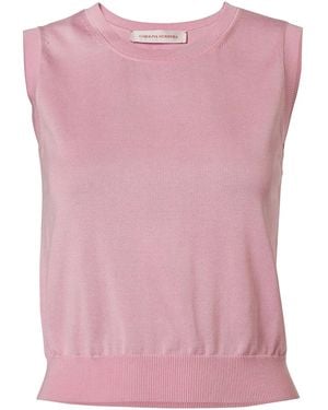 Carolina Herrera Silk-Cotton Knit Top - Pink