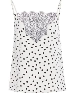 Franchise Exclusive Stevie Lace-Trimmed Silk Crepe Cami Top - White